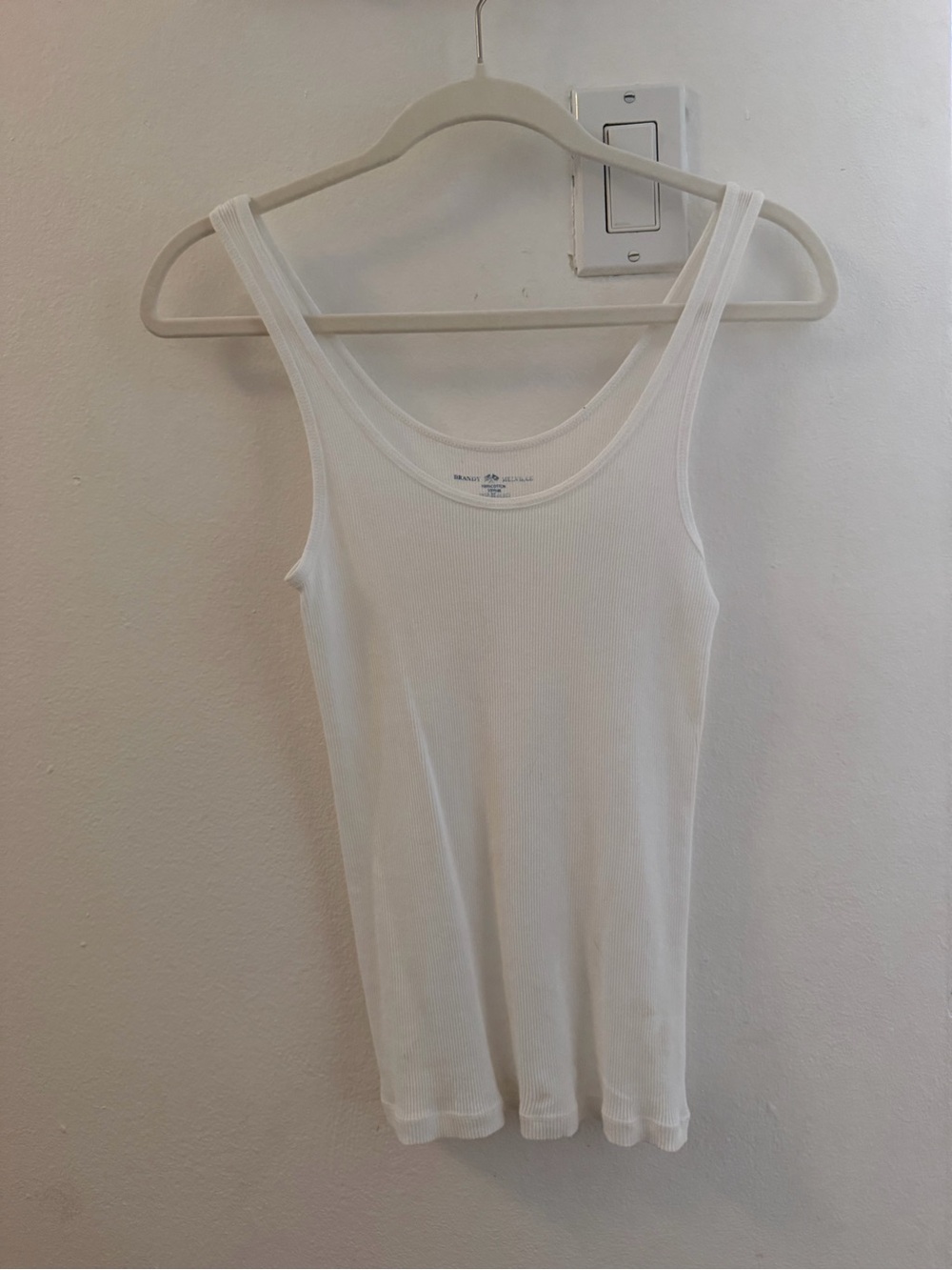 Brandy Melville White Ribbed Scoop Tank Top